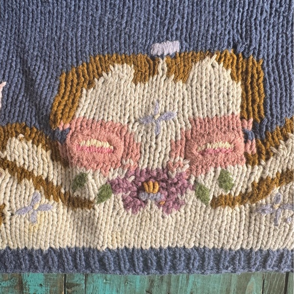 Vintage Bronte Knitted by Hand Cottagecore Granny Floral Sweater Size Large - Picture 14 of 16